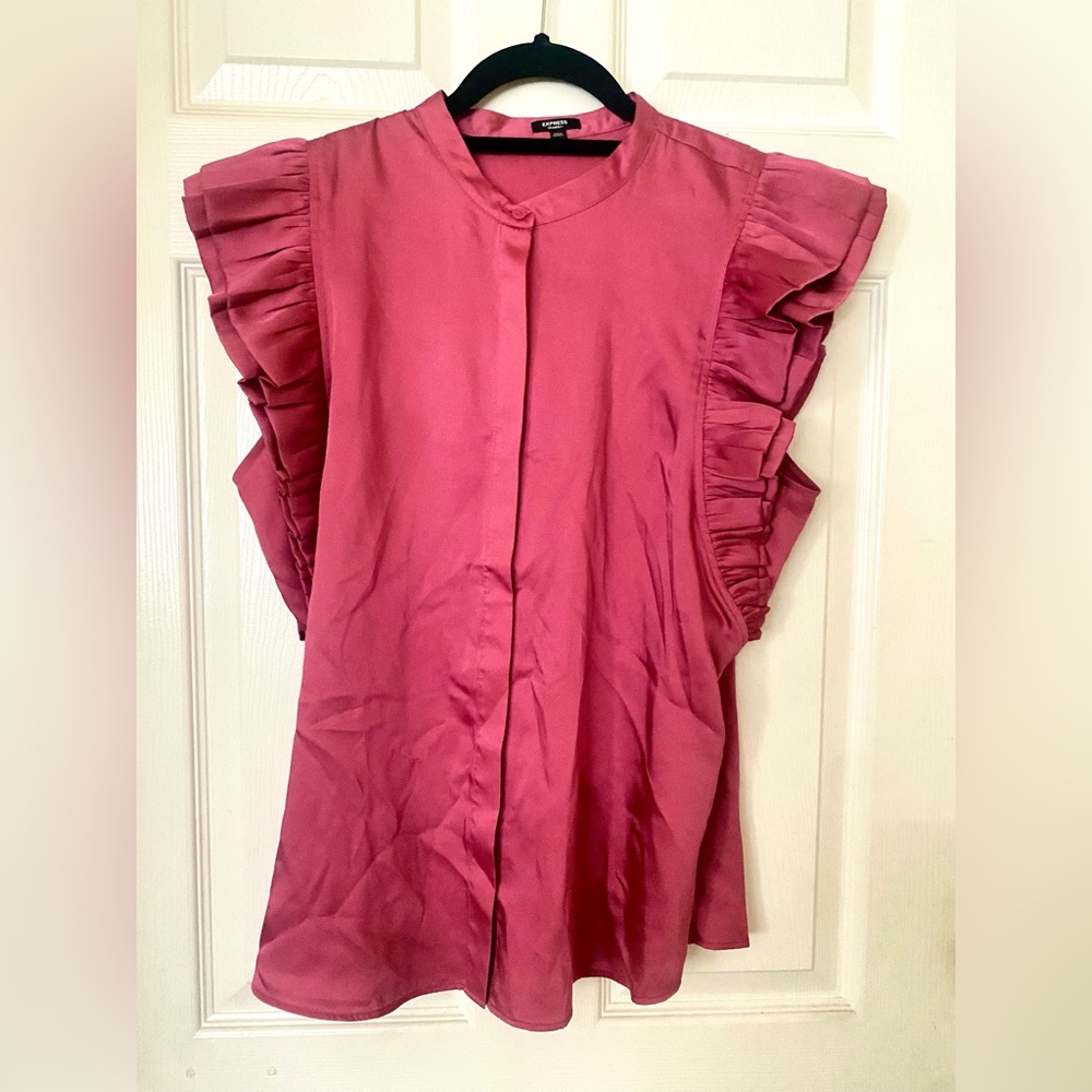 Express Ruffled Blouse in Deep Pink
